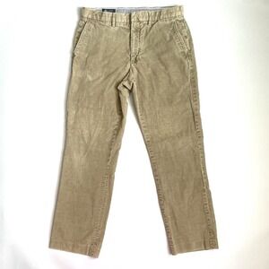 J.Crew Corduroy Pants Size 32 x 30 Slim Fit Khaki Tan All Cotton Preppy Academia